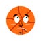 Basketball surprised Emoji. Ball astonished emotion isolated