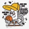 Basketball Themed Street Art Graffiti Aesthetic Cartoon Mascot Character T Shirt Print Design Vector Graphic