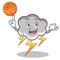 With basketball thunder cloud character cartoon