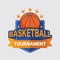 Basketball Tournament Logo White Ball Sport American Game Vector