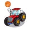 With basketball tractor character cartoon style