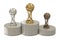 Basketball trophies and round podium