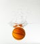 Basketball under water with splash