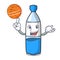 With basketball water bottle character cartoon