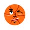 Basketball winking Emoji. Ball happy emotion isolated