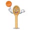 With basketball wooden spoon character cartoon