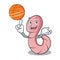 With basketball worm character cartoon style