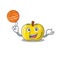 With basketball yellow apple the slices cartoon shape