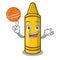 With basketball yellow crayon in the character chair