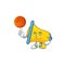 With basketball yellow loudspeaker cartoon character for bullhorn