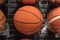 Basketballs on the rack of sports retail store