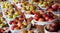 Baskets of apples at a fruit stand