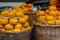 Baskets with famous traditional Dutch cheese