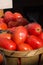 Baskets of Red Ripe Tomatoes with Raindrops and Sunlight