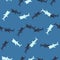 Basking shark seamless pattern in scandinavian style. Marine animals background. Vector illustration for children funny textile