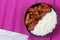 Basmati rice with glazed chicken wings