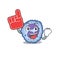 Basophil cell mascot cartoon style holding a Foam finger