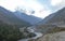 Baspa River flowing through Sangla Valley Chitkul, most scenic upper and middle hill slopes of Himalayas mountain range near Indo-