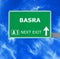 BASRA road sign against clear blue sky