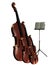 Bass cello and violin with music stand