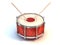 Bass drum instrument 3d illustration