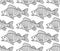 Bass fish contour seamless pattern