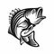 Bass fish icons isolated on white background. Design element for logo, label, emblem, sign, brand mark. Vector illustration.