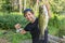 Bass fishing. Fisherman holding largemouth perch fish