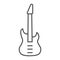 Bass guitar thin line icon, music and string, instrument sign, vector graphics, a linear pattern on a white background.