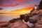 Bass Harbor Head Lighthouse, Acadia NP, Maine, USA at sunset