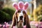 Basset Hound Image Easter Bunny Ears. Generative AI