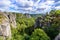 Bastei - View of beautiful rock formation in Saxon Switzerland National Park from the Bastei bridge - Elbe Sandstone Mountains