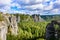 Bastei - View of beautiful rock formation in Saxon Switzerland National Park from the Bastei bridge - Elbe Sandstone Mountains