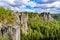 Bastei - View of beautiful rock formation in Saxon Switzerland National Park from the Bastei bridge - Elbe Sandstone Mountains