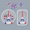 Bastille day badges. Eiffel tower and fireworks.