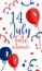 Bastille Day design template with balloons and decorations. Title in French National celebration