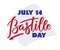 Bastille day, july 14 - text on french national day, hand-writing, typography calligraphy