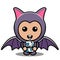 Bat animal mascot costume drinking milk