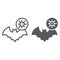 Bat coronavirus line and glyph icon, virus and microorganism, covid 19 contagious sign, vector graphics, a linear