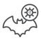 Bat coronavirus line icon, virus and microorganism, covid 19 contagious sign, vector graphics, a linear pattern on a