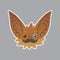 Bat emotional head. Vector illustration of bat-eared brown