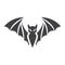 Bat glyph icon, halloween and scary, animal sign