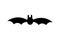 Bat icon. Bat black silhouette with wings isolated white background. Symbol Halloween holiday, mystery dark vampire