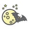 Bat with Moon filled outline icon, halloween scary