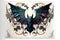 a bat with ornate wings and a flowery design on it\\\'s chest and back, with a white background and a white border around th