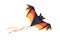 Bat-shaped wind kite flying, floating in air. Flight of kids paper toy of creepy Halloween design. Childish