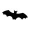 Bat silhouette isolated. Vector black illustration on white background. Flying bat with opened wings