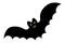 Bat. Silhouette. Terrible toothy. Glowing eyes. Vector illustration. Vampire animal. A blood-sucking mammal.