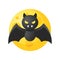 Bat vector illustration, Halloween gradient style icon