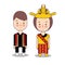 Batak couple traditional national clothes of Indonesia. Set of cartoon characters in traditional costume. Cute people